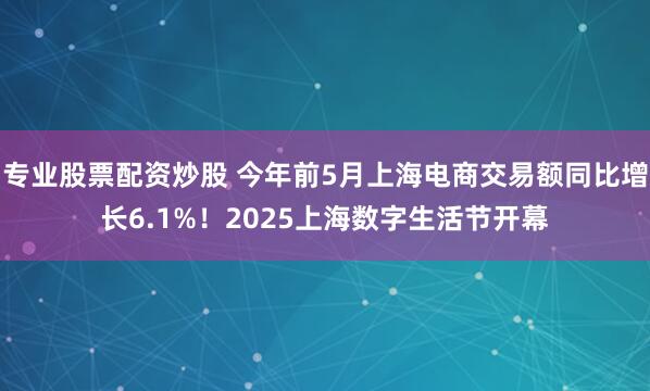 专业股票配资炒股 今年前5月上海电商交易额同比增长6.1%！2025上海数字生活节开幕